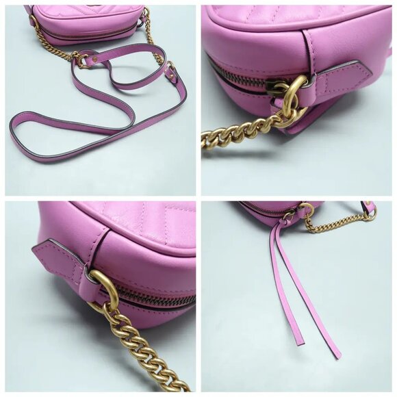 GUCCI GG Marmont Purple Leather Shoulder Bag 922-021825 - Picture 7 of 12